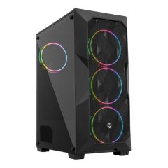 Frisby FC‑9425G Double Slim Gaming Kasa RGB Fanlı 500 W Mid‑Tower ATX/Micro‑ATX/Mini‑ITX Siyah Temperli Cam