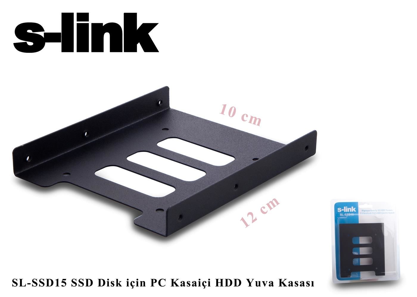 S‑link SL‑SSD15 2,5″ SATA SSD / HDD Montaj Braketi – 3,5″ Standart PC Kasa Yuvasına Uyumlu