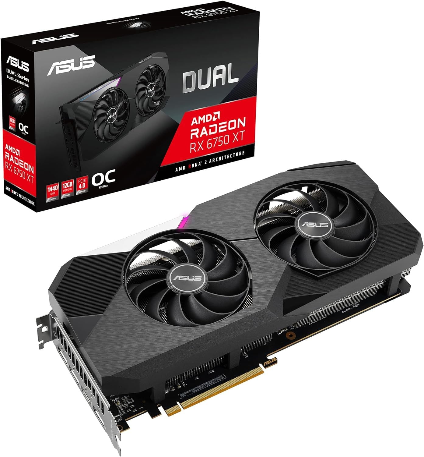 ASUS Dual Radeon RX 6750 XT O12G 12 GB GDDR6 192 Bit HDMI/DisplayPort Overclock Edilmiş Ekran Kartı (Çift Fan, 2x8 Pin)