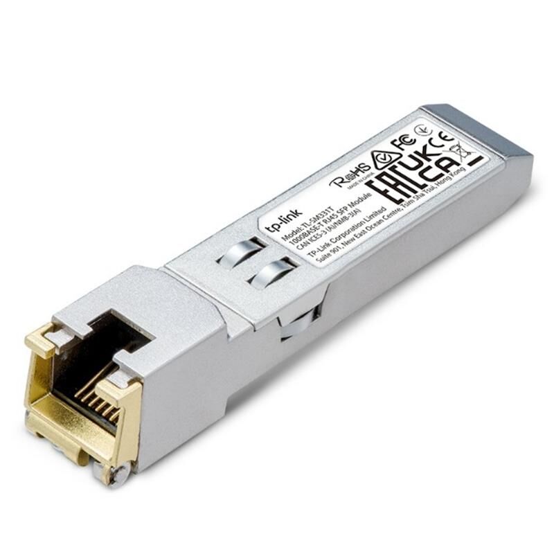 TP‑LINK Omada TL‑SM331T 1000Base‑T RJ45 SFP 1.25 Gbps Bakır Modül – 100 m UTP Kablo Üzerinden Gigabit Ethernet, TX Disable, Hot‑Swappable, Metal Kasa