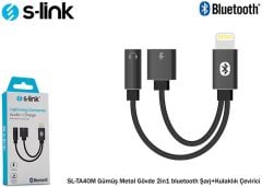 S-link SL-TA40M Lightning Gri Metal 2in1 Bluetooth Şarj + Kulaklık Çevirici