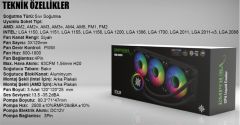 INCA ISS‑03XN 3X120 360 ARGB Kumandalı AM5 & Intel LGA 1200‑115X‑1700P‑2011/2066 Uyumlu 360mm 3×120mm PWM Fanlı CPU Sıvı Soğutma Sistemi