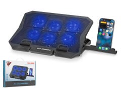 HADRON HDX4254 Thunder Serisi Laptop Soğutucu 6 Fanlı LED Telefon Standlı 13-15.6 İnç Siyah
