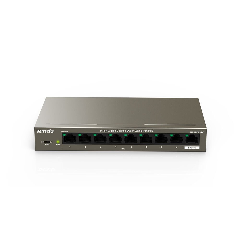 Tenda TEG1109P-8-102W 9-Port Gigabit Desktop Switch (8-Port PoE 102W + 1-Port Uplink)
