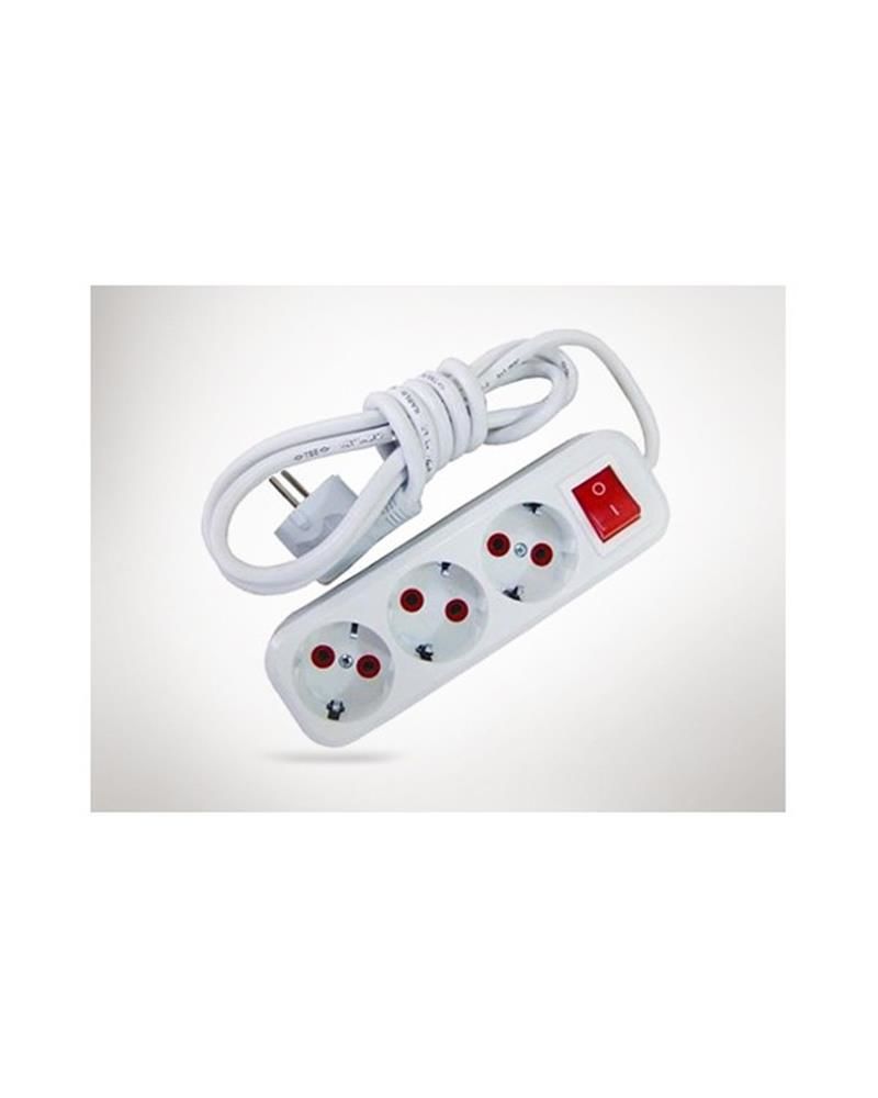 Almera 3'lü Topraklı Grup Priz 3 Metre Kablolu Işıklı Anahtarlı Beyaz (9230203)