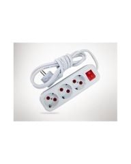 Almera 3'lü Topraklı Grup Priz 3 Metre Kablolu Işıklı Anahtarlı Beyaz (9230203)