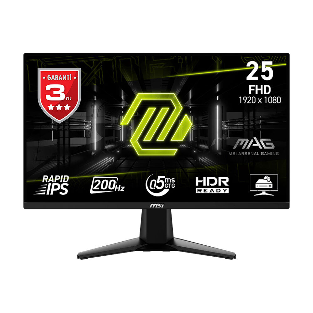 MSI 24.5'' MAG 255F E20 Flat RAPID IPS 0.5MS (GTG) FreeSync Siyah FHD Monitör