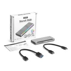 Dark DK‑AC‑DSEM5 USB 3.2 Gen2 Type C – M.2 NVMe & B+M Key NGFF SATA SSD RGB LEDLİ Alüminyum Disk Kutusu