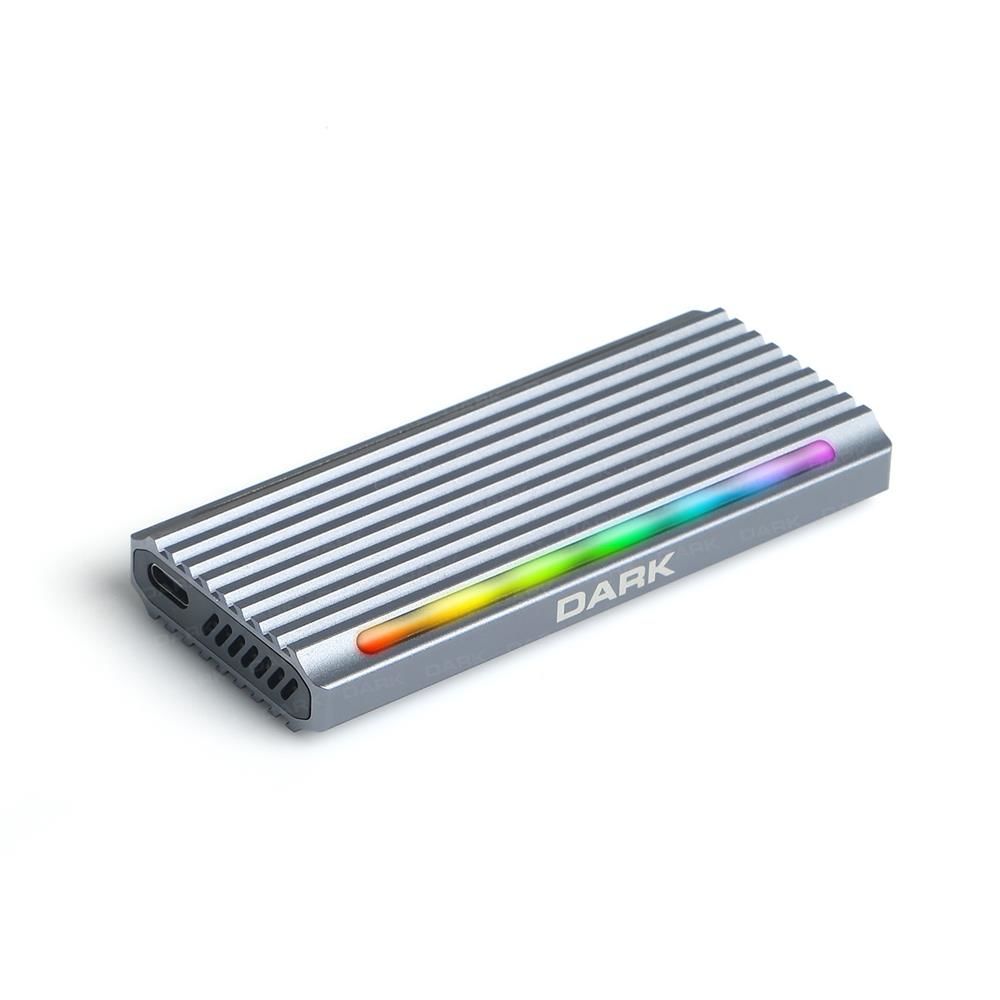 Dark DK‑AC‑DSEM5 USB 3.2 Gen2 Type C – M.2 NVMe & B+M Key NGFF SATA SSD RGB LEDLİ Alüminyum Disk Kutusu