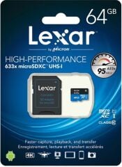 Lexar 64GB C10 A1 V30 U3 Hafıza Kartı + Adaptör