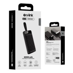 S-link P300 30000mAh PD22.5W+QC3.0 18W Siyah LCD Taşınabilir Pil Şarj Cihazı Powerbank