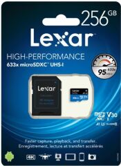 Lexar 512gb microSDXC™ UHS-I, SD adaptörlü, 100 MB-snye kadar okuma, 70 MB-snye kadar yazma