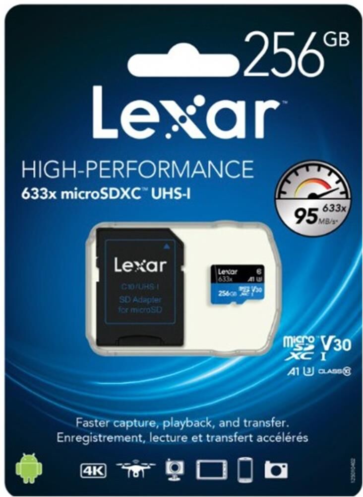 Lexar 512GB microSDXC™ UHS-I, SD Adaptörlü, 100 MB/s'ye Kadar Okuma, 70 MB/s'ye Kadar Yazma