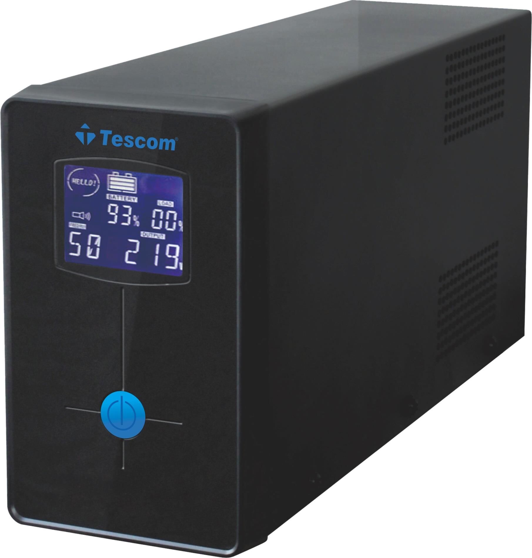 TESCOM LEO+ 2200VA 1F/1F 2×9 Ah Aküli 4‑8 dk Yedek Süreli LCD Ekranlı Line‑Interactive UPS