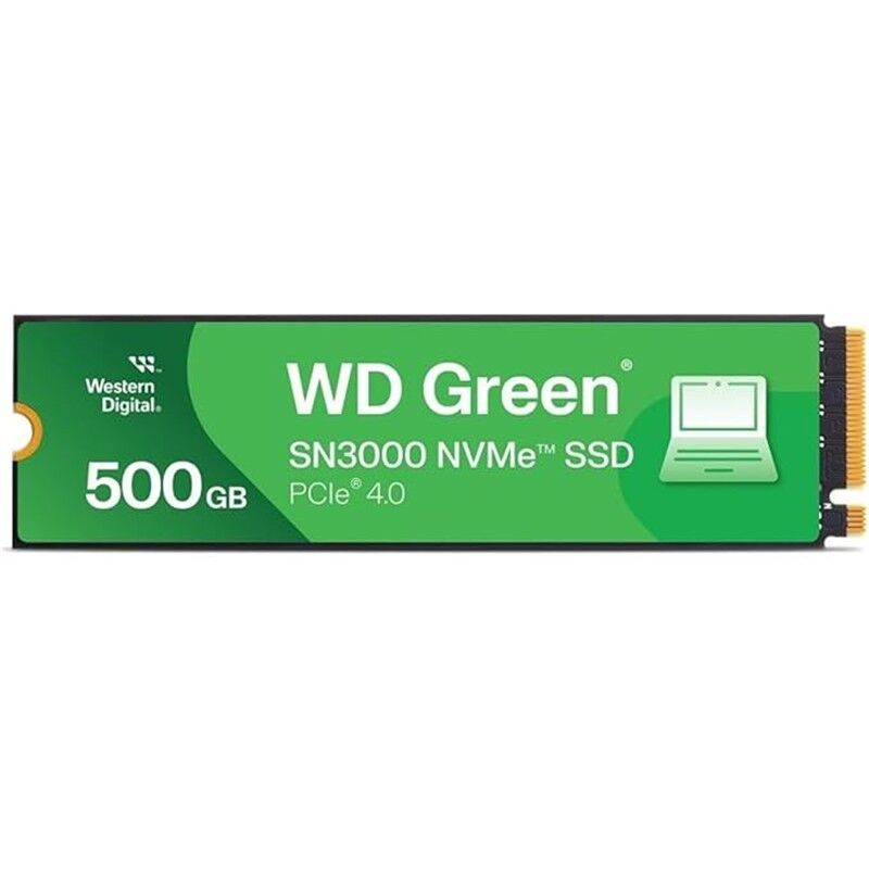 Western Digital WD Green SN3000 500GB NVMe M.2 SSD 5000MB/s Okuma - 4100MB/s Yazma - WDS500G4G0E