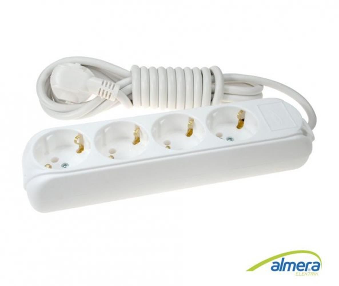 Almera 4'lü Topraklı Grup Priz 3 Metre (9240203)