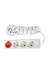 Almera 4'lü Topraklı Grup Priz 5 Metre Kablolu Beyaz (9240105)