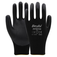 Beybi PFN110 No:9 Siyah Polyester Örgü ½ Köpük Nitril Kaplı İş Eldiveni (12'li Paket)