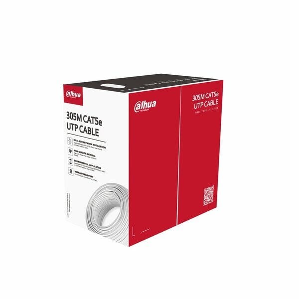 DAHUA DH‑PFM920‑6UN UTP Dış Ortam CAT6 Kablo 305 m 0.53 mm² %99,99 Oksijensiz Saf Bakır (OFC) MDPE Dış Kılıf Power over Ethernet (PoE) Destekli Siyah Kablo