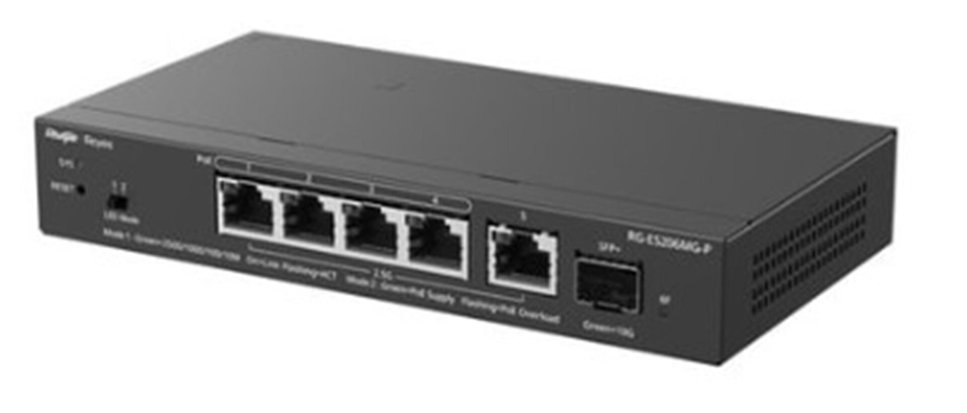 Ruijie Reyee RG-ES206MG-P 6 Port Multi-Gigabit Yönetilebilir PoE+ Switch (4x 2.5G PoE+ RJ45, 2x Gigabit Uplink, 70W PoE)