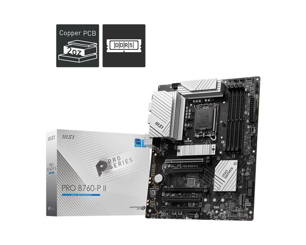 MSI PRO B760-P II Intel B760 Soket 1700 DDR5 7000MHz (OC) M.2 HDMI DP ATX Anakart