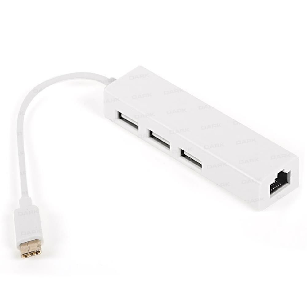 Dark USB3.1 Type-C - 3xUSB2.0 HUB + 10/100 Ethernet Dönüştürücü