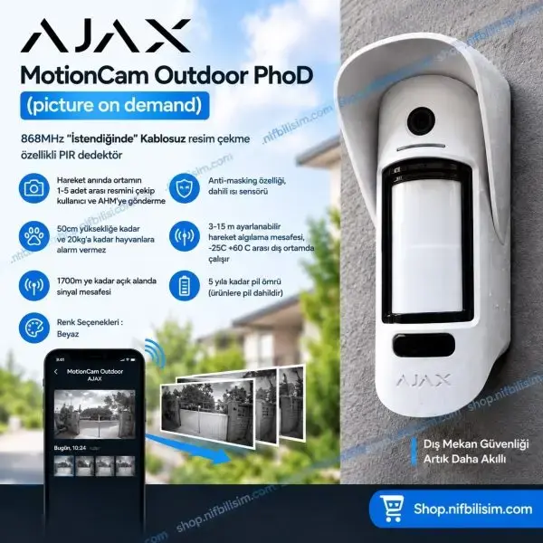 AJAX MotionCam PhoD ( Beyaz - istenildiğinde Resim Çekme)