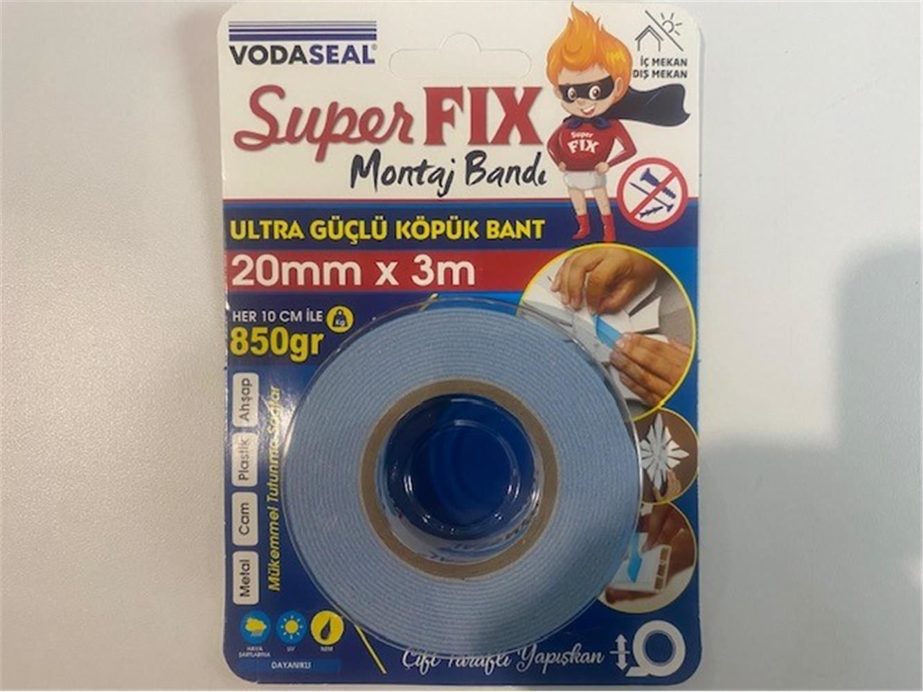 Vodaseal Çift Taraflı Köpük Montaj Bandı 19 mm x 1.5 m (10031)