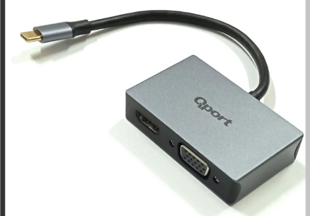 Qport Q-THV2 USB Type-C to HDMI + VGA Çoklu Görüntü Aktarım Çevirici Adaptör