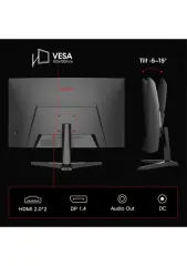 Koorui 27'' 27E6QCA Curved 180Hz Gaming 2K Monitör Siyah 1ms