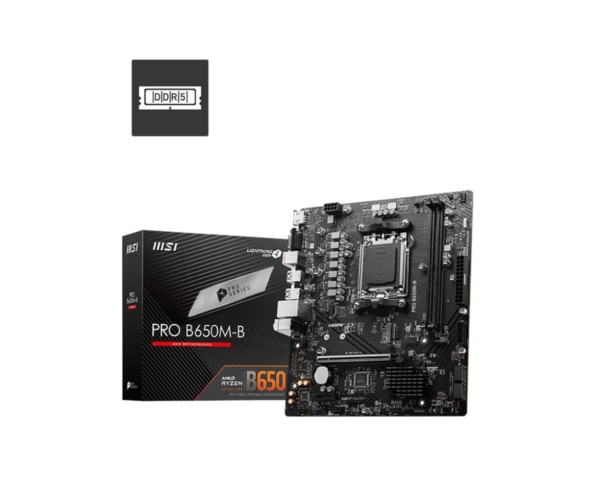 MSI Pro B650M‑B AMD B650M DDR5 6800 MHz (OC) RGB M.2 AM5 mATX Anakart