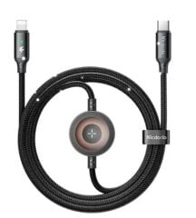 Mcdodo CA-5680 Lightning PD 36W ve Apple Watch Manyetik Kablosuz Şarj Destekli 2'si Bir Arada Hızlı Şarj Kablosu Siyah