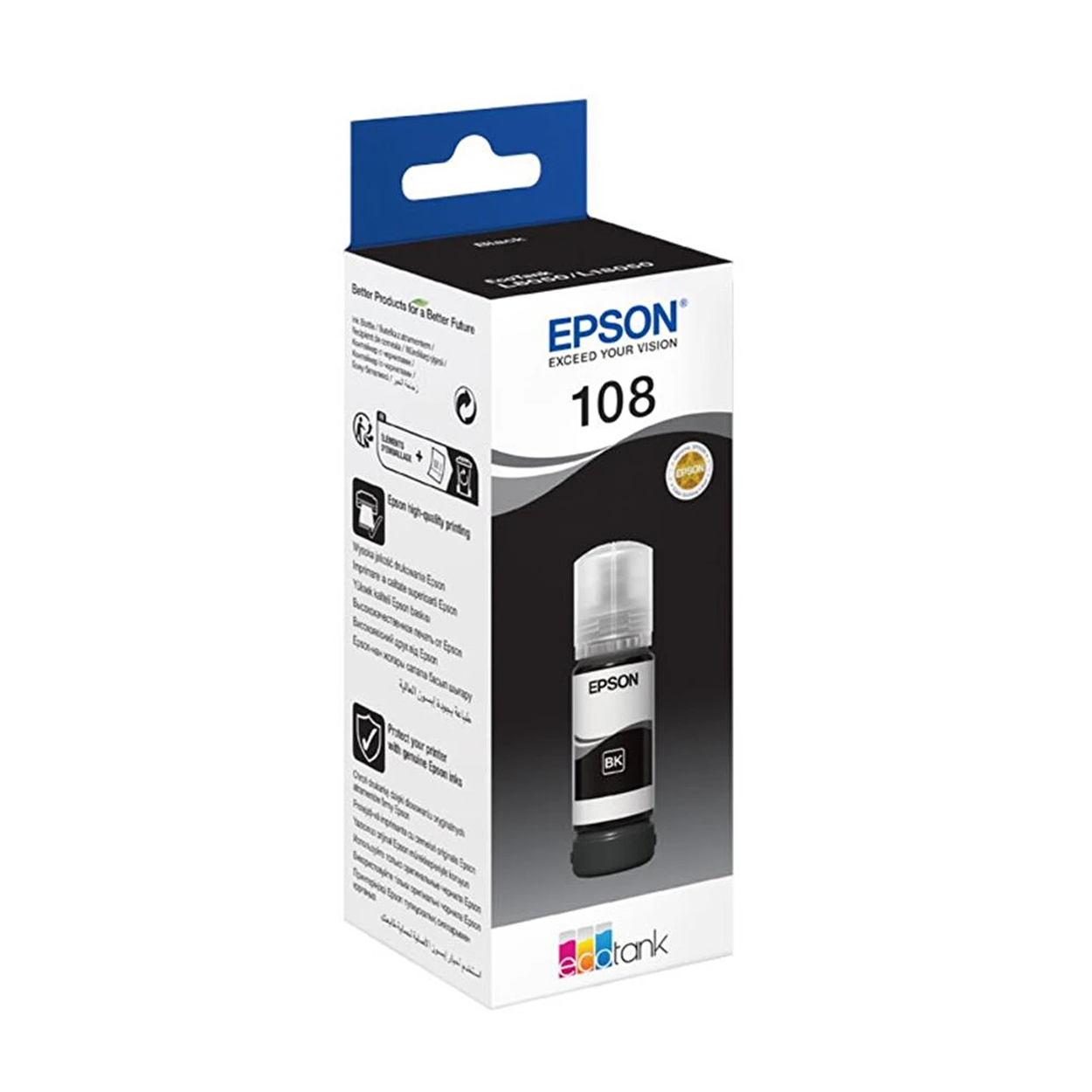 Epson 108 EcoTank Siyah (Black) Orijinal Şişe Mürekkep - 70ml - C13T09C14A