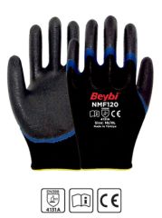 Beybi NMF120 No:10 Mikro Köpük Nitril 1/2 Kaplı Polyester İş Eldiveni (12'li Paket)