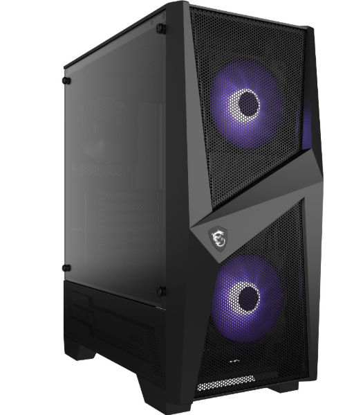 MSI MAG FORGE 100M Temperli Cam ATX Gaming Kasa RGB Fanlı Mid Tower USB 3.2 Mesh Ön Panel Gaming Bilgisayar Kasası Siyah