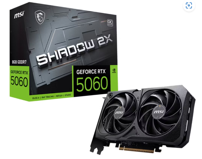 MSI GeForce RTX 5060 8G SHADOW 2X OC 8GB GDDR7 128Bit DX12 PCIe 5.0 x16 3xDisplayPort 1xHDMI Gaming Ekran Kartı