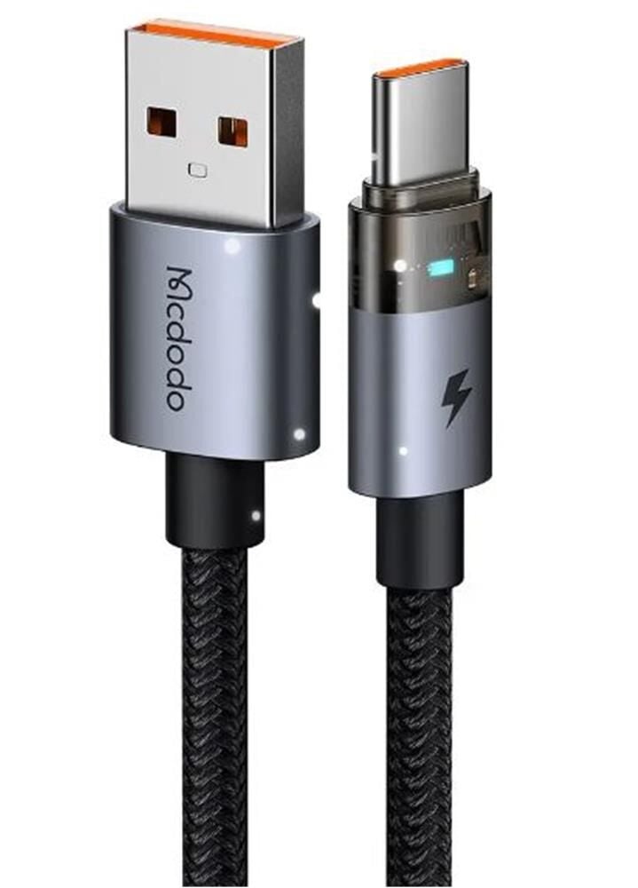 Mcdodo CA-5581 USB Type-C to Type-C 100W PD LED Işıklı Şeffaf Hızlı Şarj ve Data Kablosu 1.2 Metre