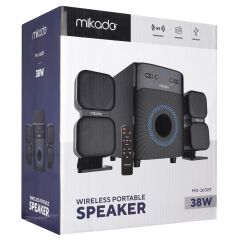 Mikado MD-360BT 2+1 38W Bluetooth AUX USB FM LED Ekran Multimedya Speaker Kumandalı