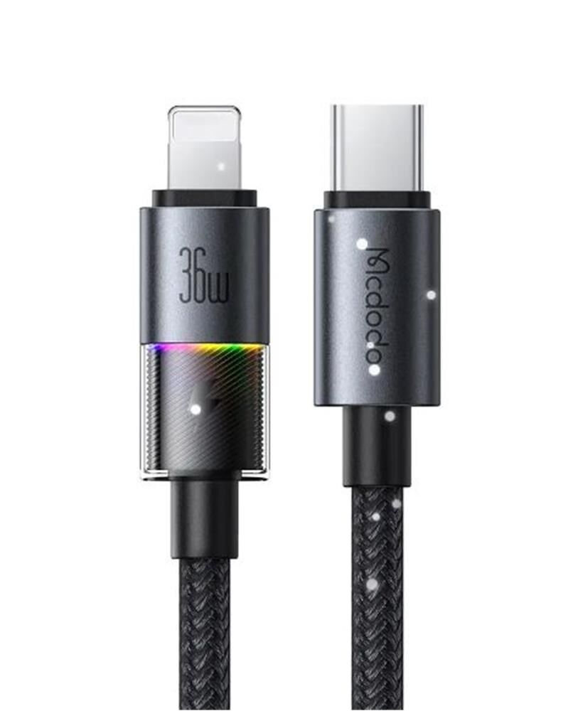 Mcdodo CA-8190 USB Type-C to Lightning 36W PD 7 Renk LED Işıklı Hızlı Şarj ve Data Kablosu 1.2 Metre