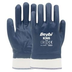 Beybi KN6 No:10 Nitril Ağır Hizmet Petrolcü Eldiveni Şardonlu (12'li Paket)