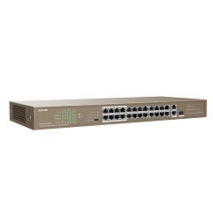 Tenda TEF1126P-24-250W 24-Port Fast Ethernet PoE+ (250W) Smart Managed Switch with 1 Gigabit Uplink & 1 Combo SFP