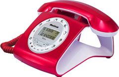 Multitek Retro Özel Tasarımlı Kablolu Siyah-Kırmızı Nostaljik Masa Üstü Telefon