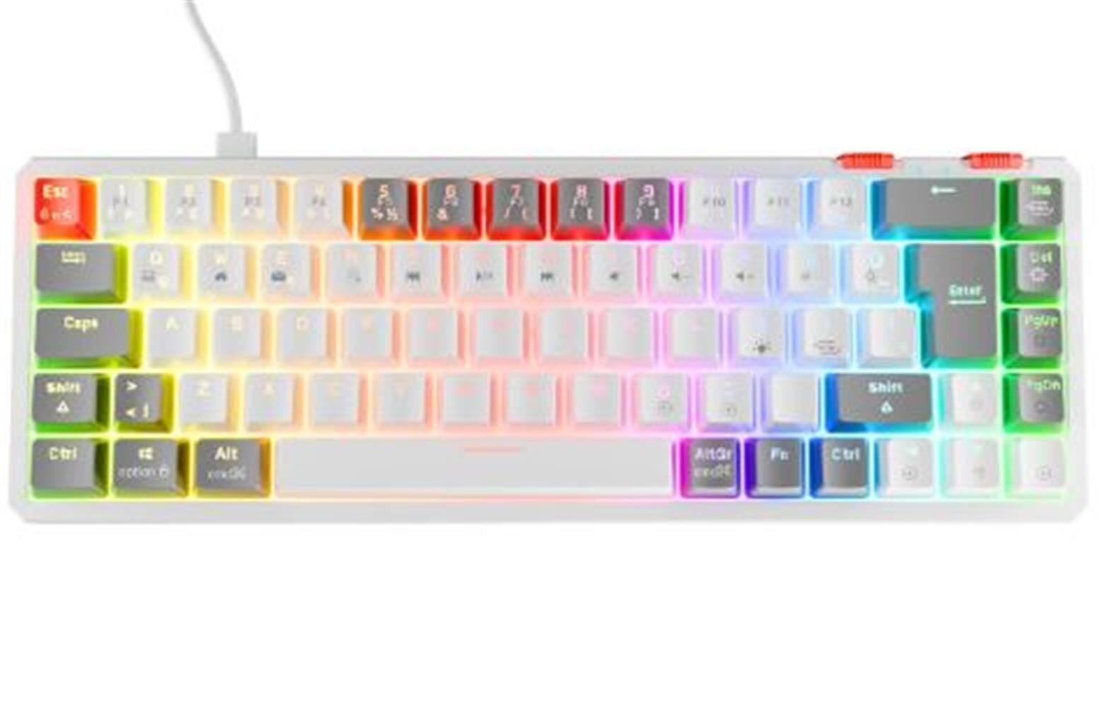 Rampage YORU MINI Beyaz-Gri RGB Outemu Red Switch Mekanik Kablolu Gaming Klavye