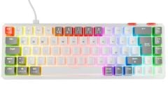 Rampage YORU MINI Beyaz-Gri Type-C Bağlantılı OUTEMU Red Swich Q Mekanik Gaming Oyuncu Klavye RGB