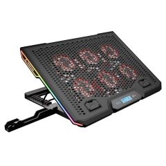 Rampage Blizzard R7 RGB Aydınlatmalı 6 Fanlı LCD Kontrol Panelli 2x USB Port 13 - 15.6 inç Notebook Soğutucu Stand
