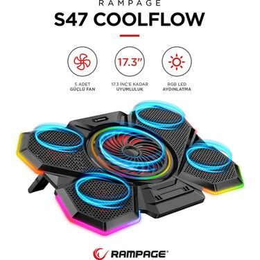 Rampage S47 COOLFLOW Yükseklik Ayarlı Notebook Soğutucu Stand