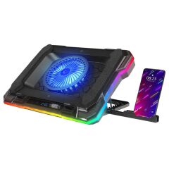 Rampage S49 Cyclone Siyah 10 Mode RGB 140-140mm 1Fanlı 14-19'' LED Ekranlı Notebook Soğutucu Stand