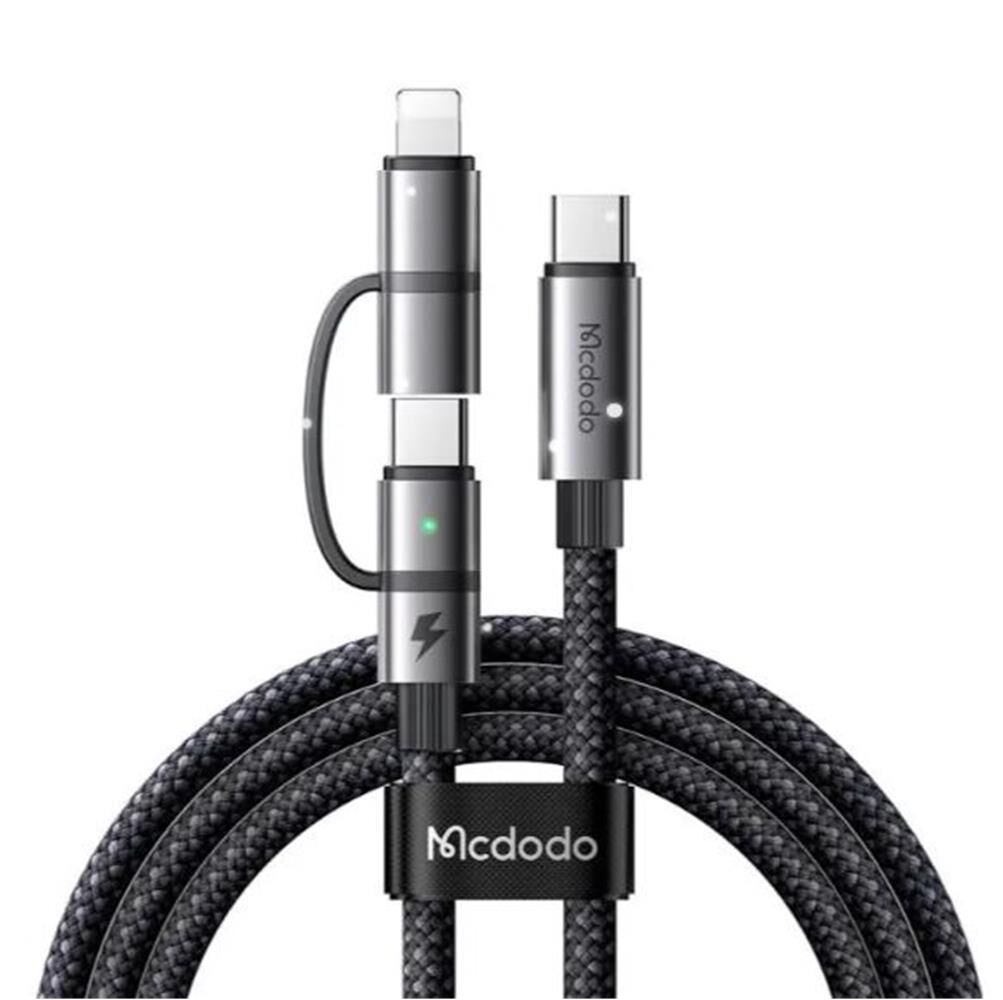 Mcdodo CA-0450 Lightning PD 36W ve USB Type-C PD 100W Destekli 2’si Bir Arada Hızlı Şarj Kablosu 1.2 Metre