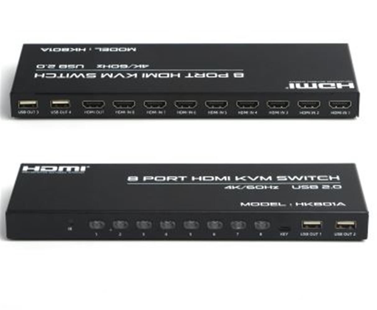 Dark DK-AC-KVMHD8X1 8 Port 4K 60Hz HDMI KVM Switch - Rack Mount Destekli USB/HDMI Bilgisayar Çoklayıcı