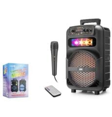 JBR JBR007 Karaoke Mikrofonlu Bluetooth Hoparlör FM Radyo 10W 8 İnç RGB Kumandalı Siyah